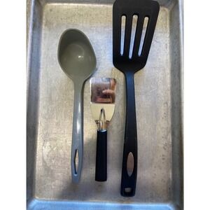 Kitchen Utensil Set Slotted Turner Spatula Soup Ladle Mini Brownie Server 3pc